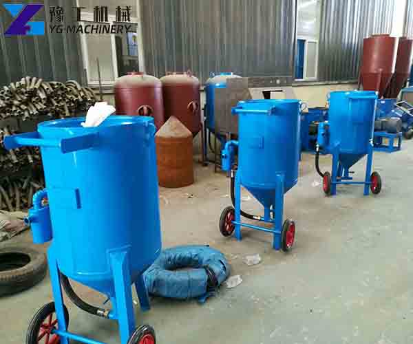 sand blasting machine in factory