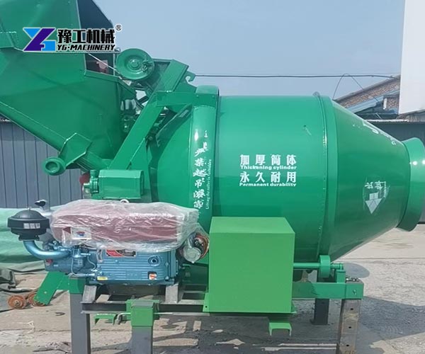 stationary concrete mixing and pumping machine