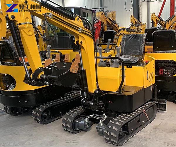 mini excavator machine display in factory